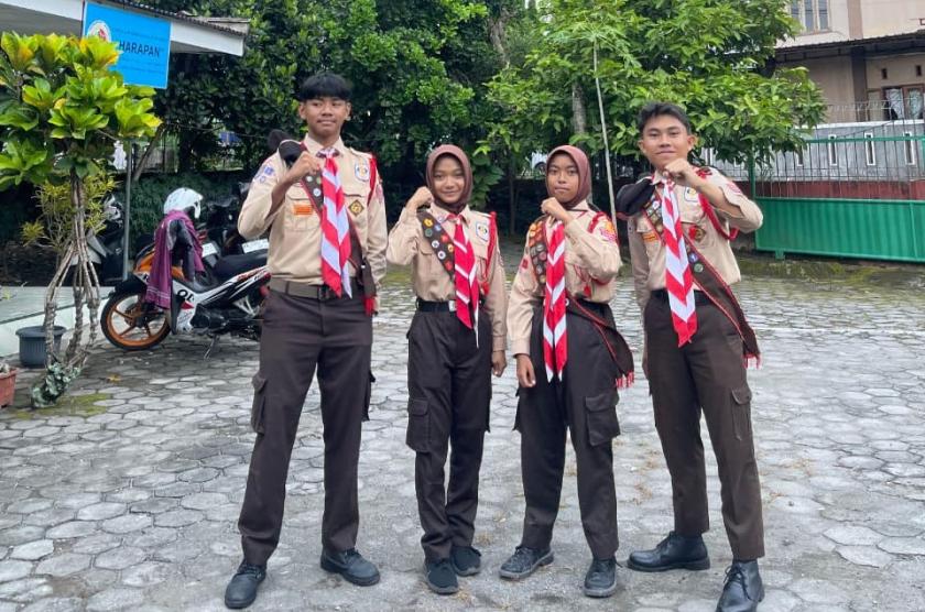 4 Anggota Muda Penggalang Mabigus MTsN 3 Sleman Taguh Hadapi Verifikasi Calon Pramuka Garuda