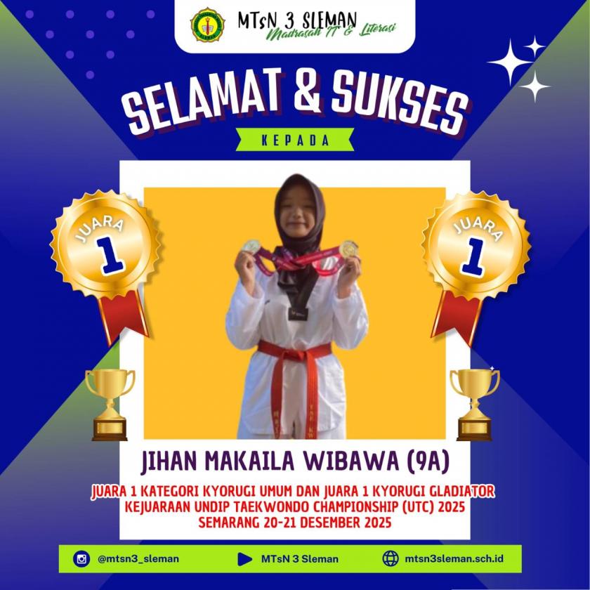 Sabet Emas di Semarang, Jihan Makaila Harumkan Nama MTsN 3 Sleman dalam UTC 2025