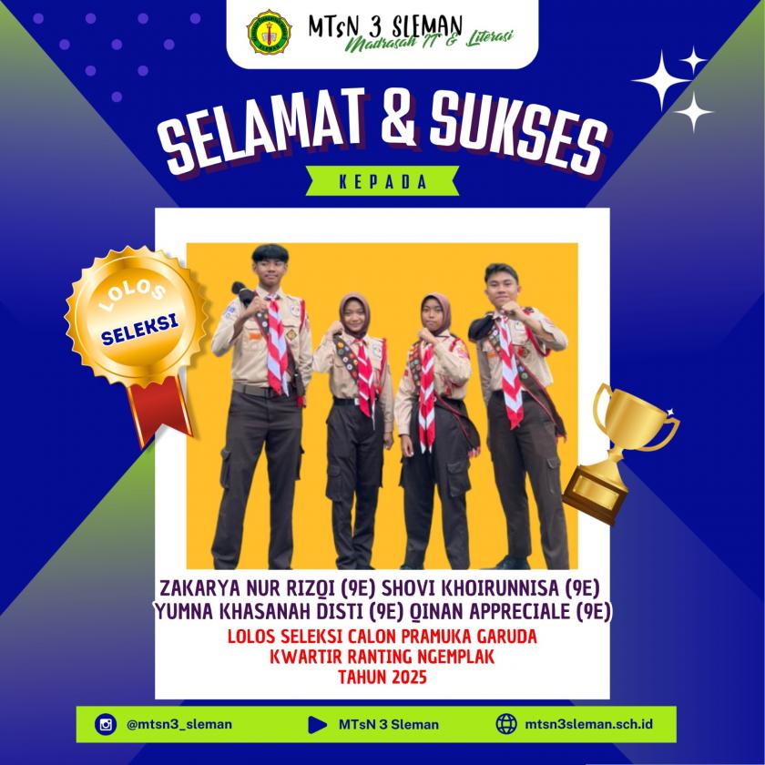 Prestasi Kepramukaan, Siswa MTs Negeri 3 Sleman Lolos Pramuka Garuda