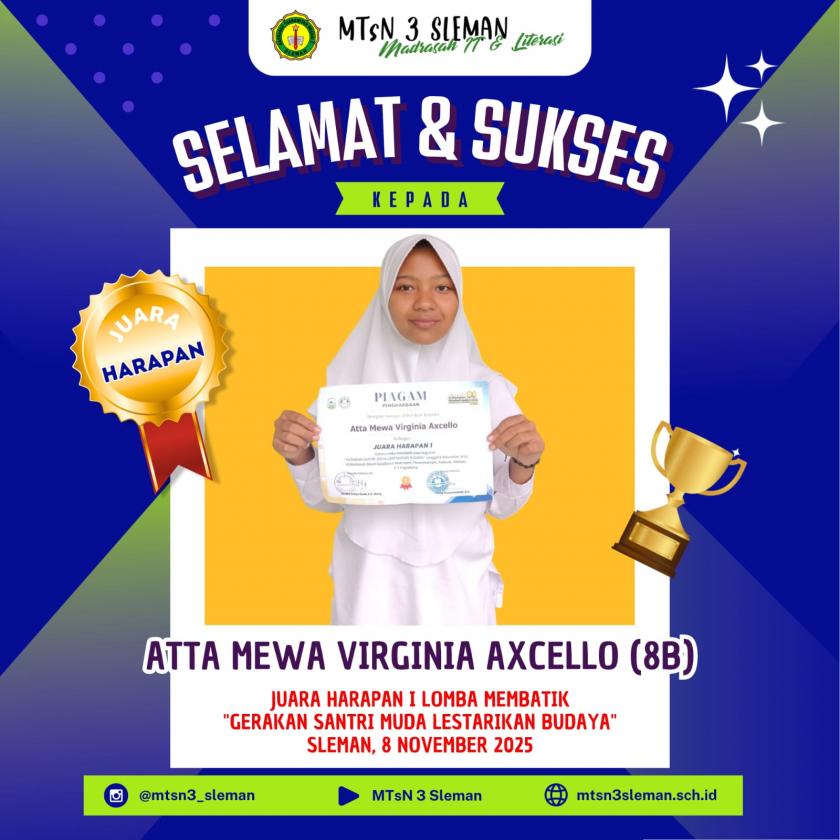 Tampilkan Keindahan Burung Merak, Siswa MTsN 3 Sleman Raih Juara Harapan I Lomba Membatik