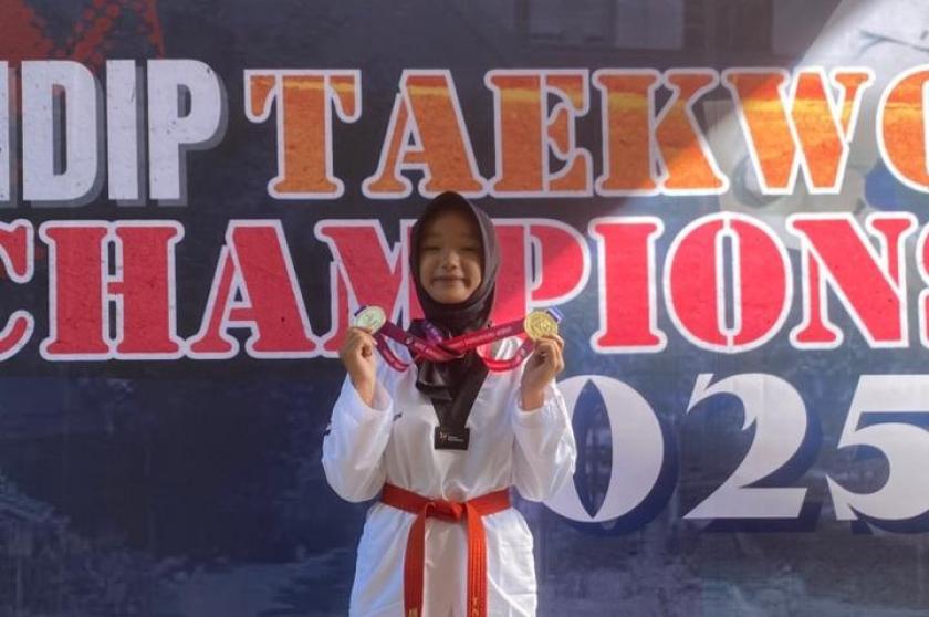 Membanggakan, Jihan Makaila dari MTsN 3 Sleman Juara 1 Umum Kyorugi di Kejuaraan Semarang 2025