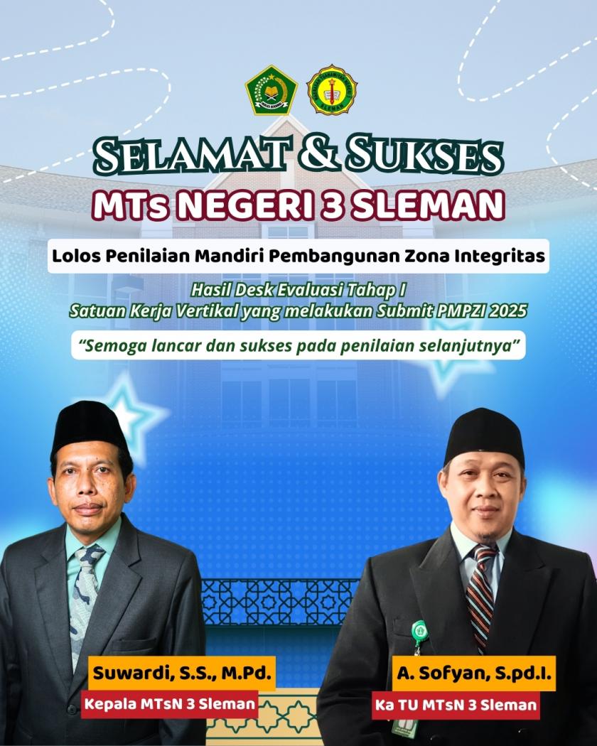 Dinyatakan Lolos PMPZI, MTs Negeri 3 Sleman Segera Berkoordinasi