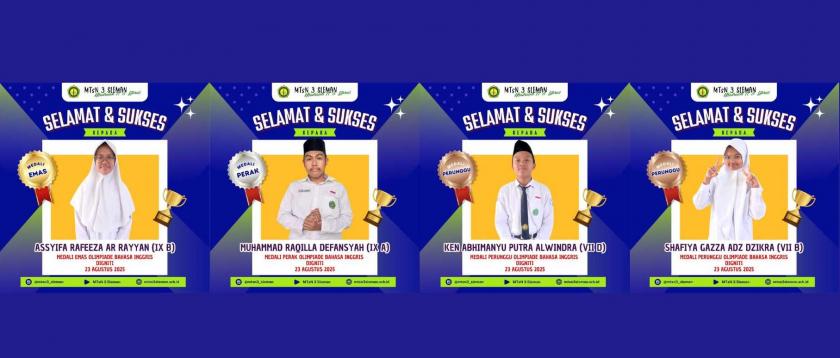 MTsN 3 Sleman Borong 4 Mendali dalam Olimpiade Digniti Bidang Bahasa Inggris