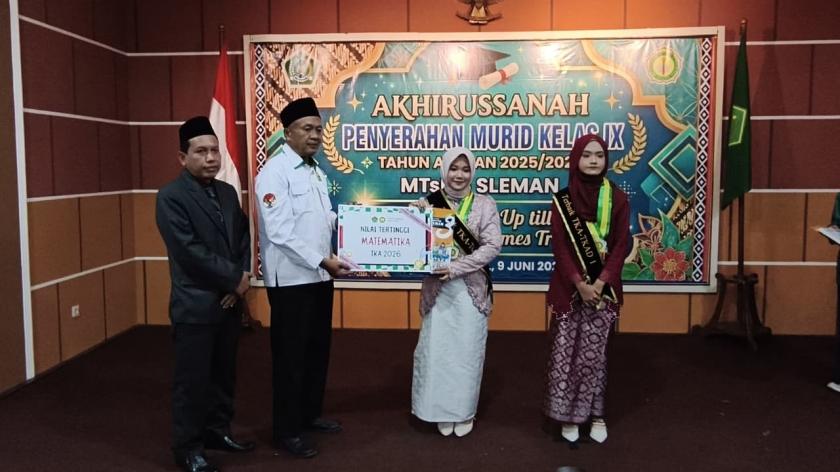 MTs Negeri 3 Sleman Umumkan Peraih Nilai Tertinggi Matematika pada Akhirussanah Kelas IX