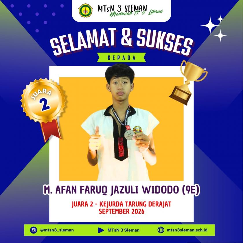 Siswa MTs Negeri 3 Sleman Raih Juara 2 Kejurda Tarung Derajat DIY 2026