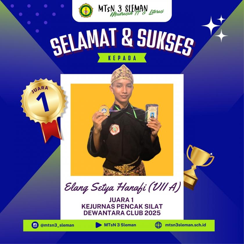 Lagi, Siswa MTsN 3 Sleman Torehkan Emas Pada Kejurnas Pencak Silat