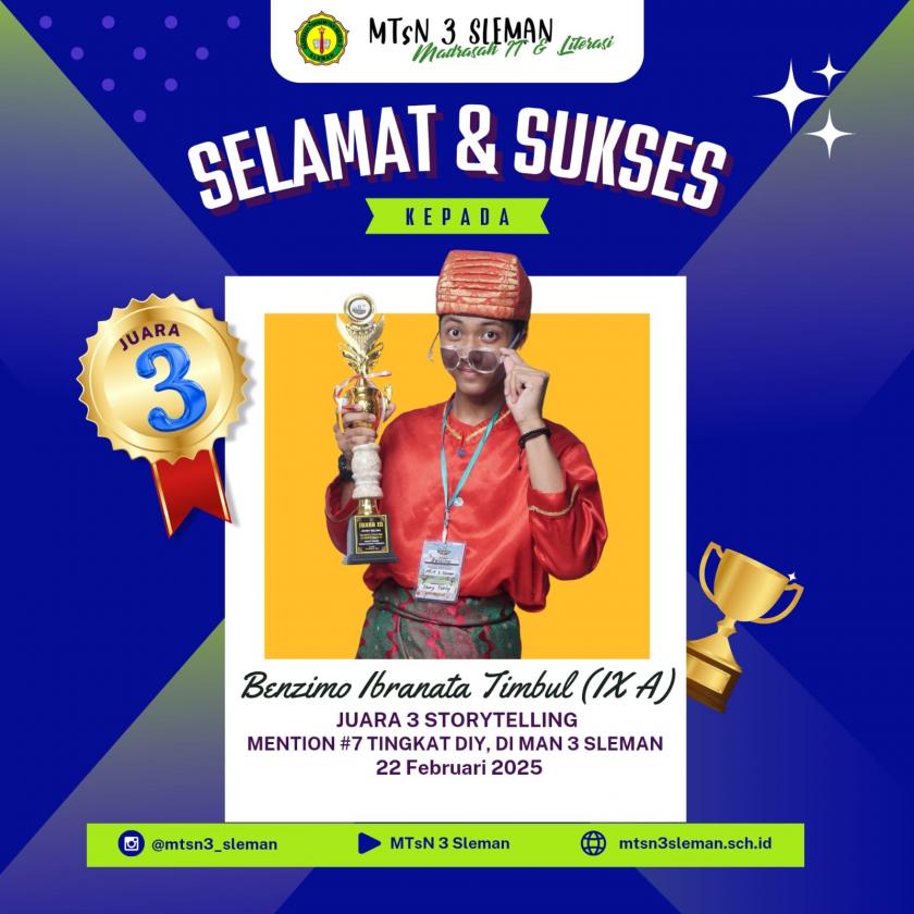 Siswa MTsN 3 Sleman Sabet Perungu pada  Story Telling MENTION #7