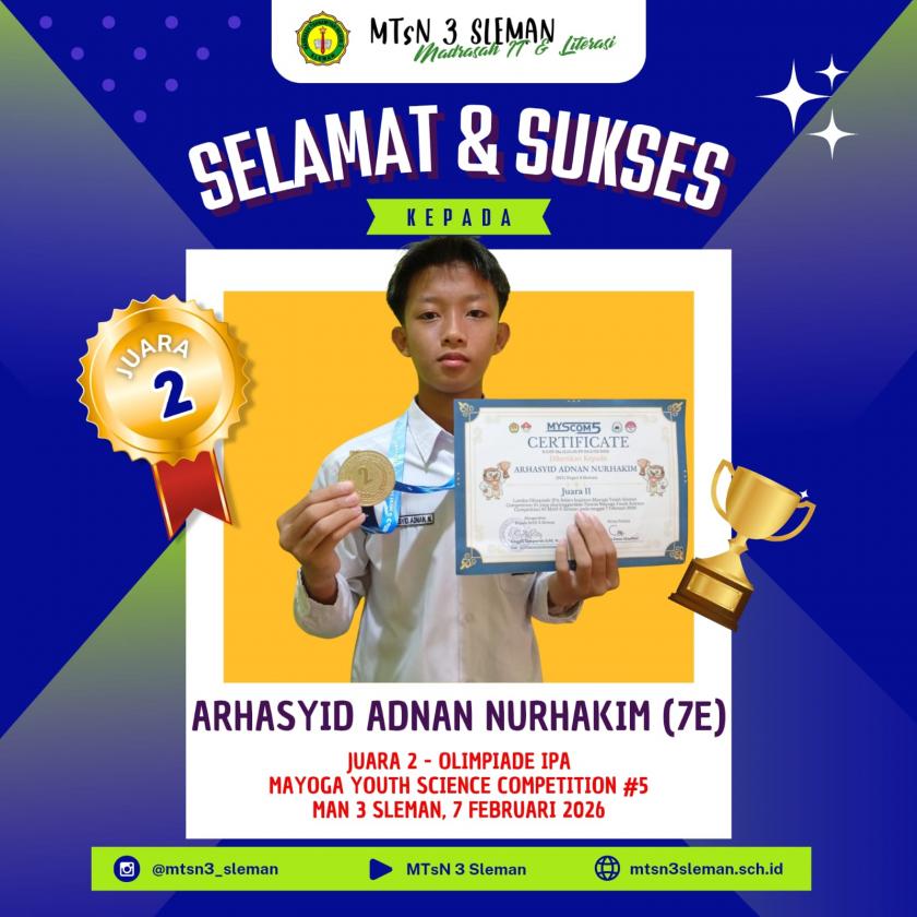 Siswa MTs Negeri 3 Sleman Raih Juara II Olimpiade IPA pada Mayoga Youth Science Competition #5