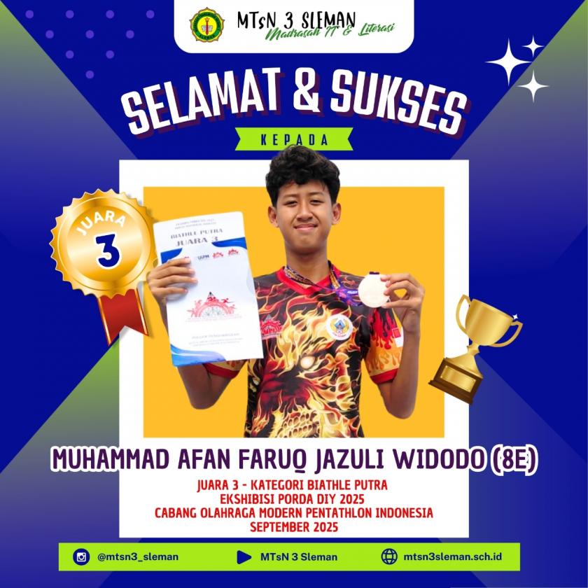 Membanggakan! Siswa MTs Negeri 3 Sleman Raih Prestasi di Cabang Biathle Porda DIY 2025