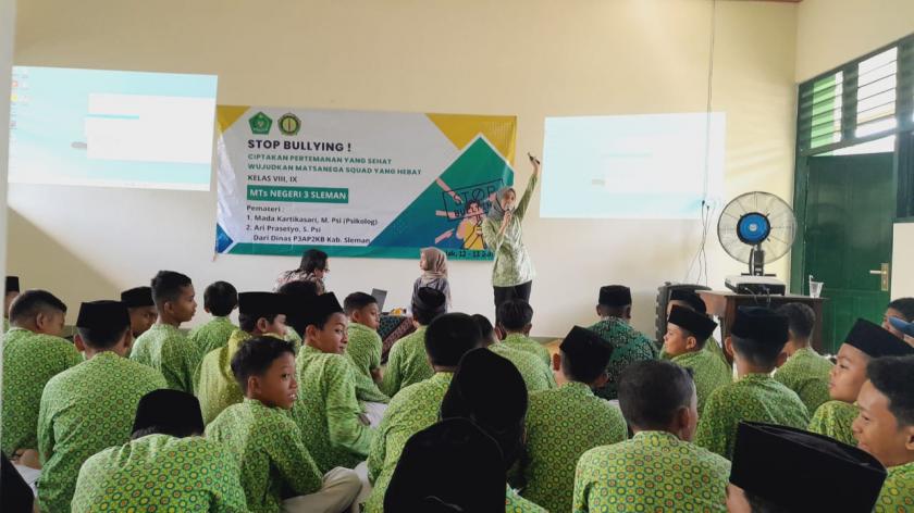 Sosialisasi Anti Bullying Kelas VIII MTs N 3 Sleman,  Wujudkan Mental Matsanega Squad Yang Sehat