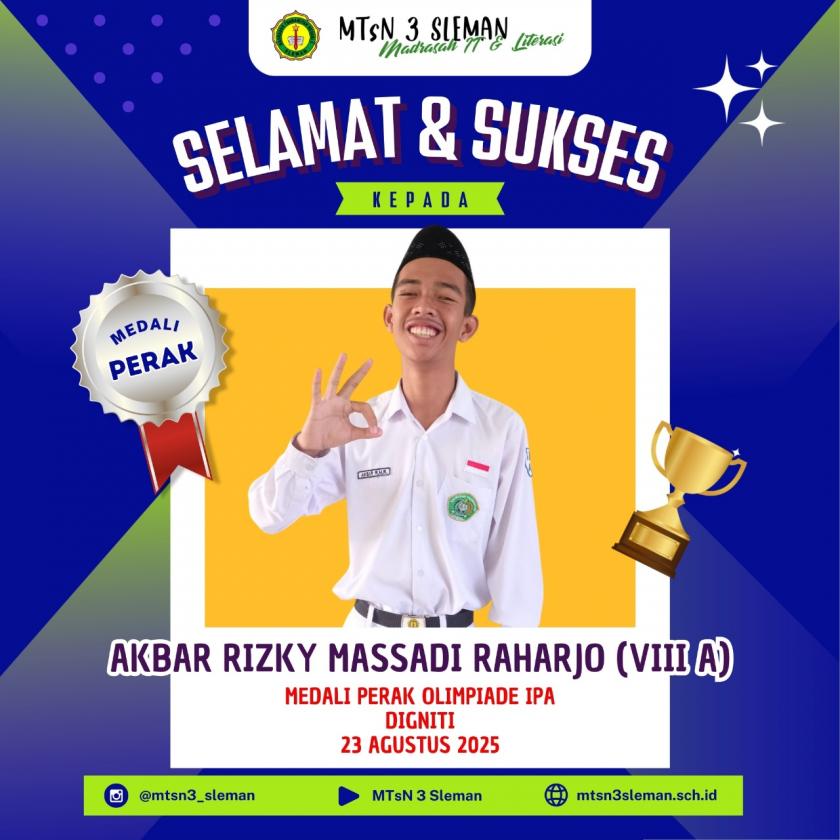 Gemilang! Siswa MTs Negeri 3 Sleman Boyong Medali Perak Olimpiade Sains Nasional
