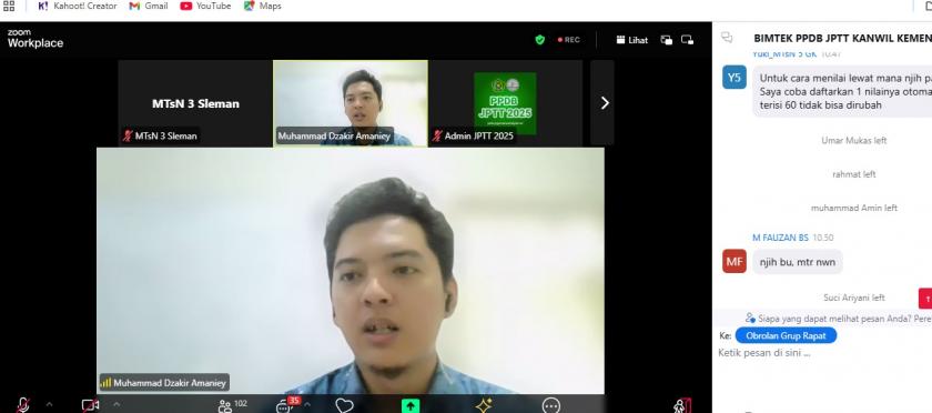 Panitia dan Proktor MTsN 3 Sleman ikuti Bimtek PPDB JPTT