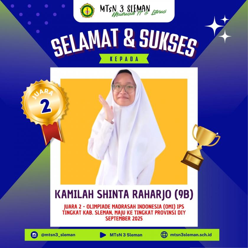 Kamilah Shinta Raharjo Melenggang ke OMI Sains IPS Tingkat Provinsi