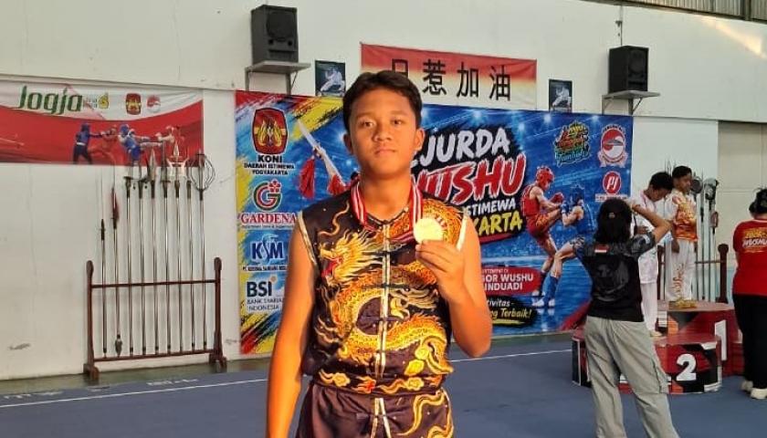 Siswa MTsN 3 Sleman, Ken Abhimanyu, Raih Medali Perunggu di Kejurda Wushu DIY 2026